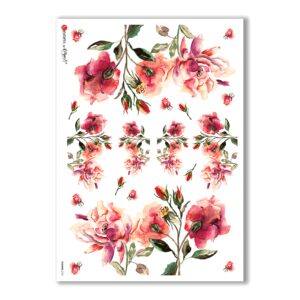 FLOWERS-0131. Carta di riso fiori per decoupage.
