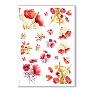 FLOWERS-0132. Carta di riso fiori per decoupage.