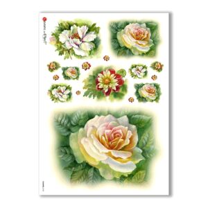 FLOWERS-0133. Carta di riso fiori per decoupage.