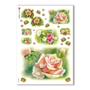FLOWERS-0136. Carta di riso fiori per decoupage.
