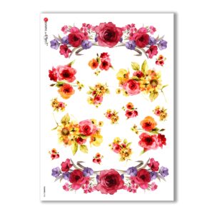FLOWERS-0138. Carta di riso fiori per decoupage.