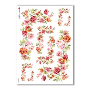 FLOWERS-0139. Carta di riso fiori per decoupage.