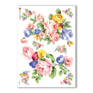 FLOWERS-0142. Carta di riso fiori per decoupage.