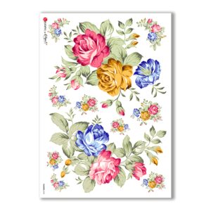 FLOWERS-0143. Carta di riso fiori per decoupage.