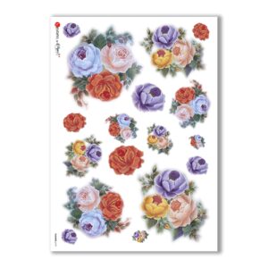 FLOWERS-0157. Carta di riso fiori per decoupage.