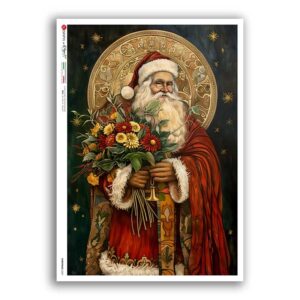CHRISTMAS-0369. Carta di riso vittoriana Natale per decoupage.