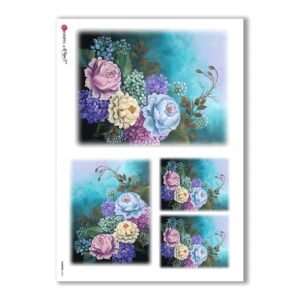 FLOWERS-0163. Carta di riso fiori per decoupage.