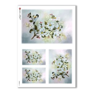 FLOWERS-0164. Carta di riso fiori per decoupage.