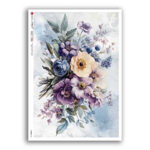 FLOWERS-0431. Carta di riso fiori per decoupage.