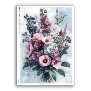 FLOWERS-0432. Carta di riso fiori per decoupage.