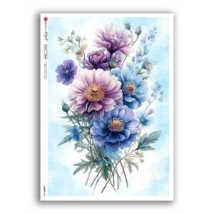 FLOWERS-0433. Carta di riso fiori per decoupage.