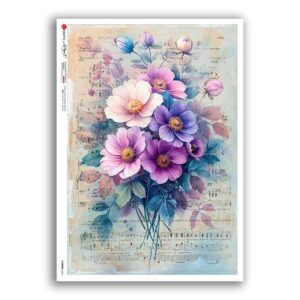FLOWERS-0435. Carta di riso fiori per decoupage.