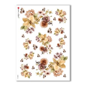 FLOWERS-0166. Carta di riso fiori per decoupage.