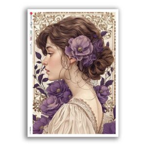 NOUVEAU-0065. Carta di riso art nouveau per decoupage.