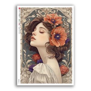 NOUVEAU-0066. Carta di riso art nouveau per decoupage.