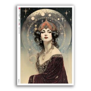 NOUVEAU-0067. Carta di riso art nouveau per decoupage.