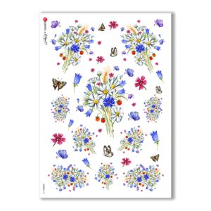 FLOWERS-0169. Carta di riso vittoriana fiori per decoupage.