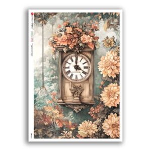 TIME-0060. Carta di riso orologi per decoupage.
