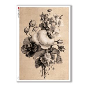 FLOWERS-0184. Carta di riso vittoriana fiori per decoupage.