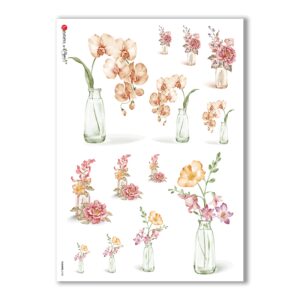 FLOWERS-0185. Carta di riso fiori per decoupage.