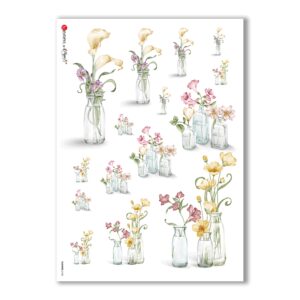 FLOWERS-0186. Carta di riso fiori per decoupage.
