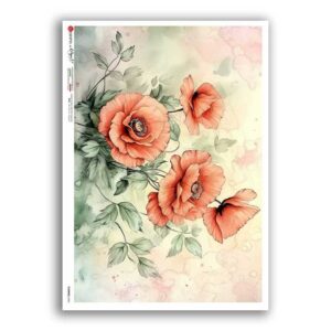 FLOWERS-0445. Carta di riso fiori per decoupage.