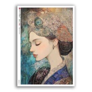 NOUVEAU-0070. Carta di riso art nouveau per decoupage.