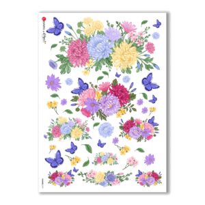 FLOWERS-0191. Carta di riso fiori per decoupage.