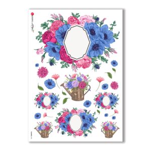FLOWERS-0192. Carta di riso fiori per decoupage.