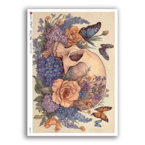 SKULL-0050. Carta di riso teschi per decoupage.