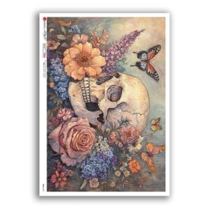 SKULL-0051. Carta di riso teschi per decoupage.