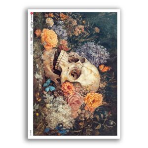 SKULL-0052. Carta di riso teschi per decoupage.