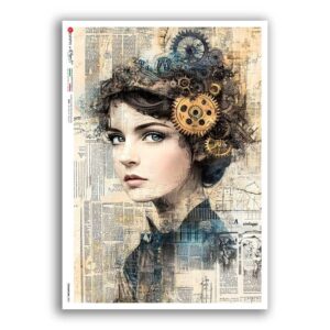 STEAMPUNK-0001. Carta di riso punk per decoupage.