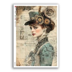 STEAMPUNK-0003. Carta di riso punk per decoupage.