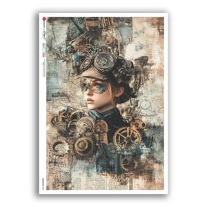 STEAMPUNK-0004. Carta di riso punk per decoupage.