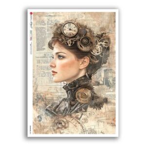 STEAMPUNK-0005. Carta di riso punk per decoupage.