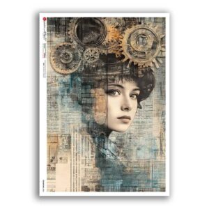 STEAMPUNK-0006. Carta di riso punk per decoupage.