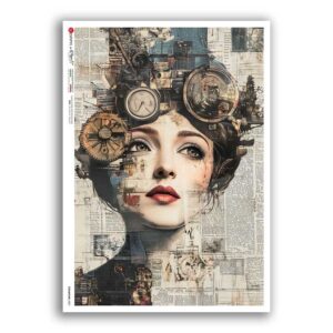 STEAMPUNK-0007. Carta di riso punk per decoupage.
