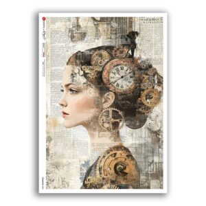 STEAMPUNK-0008. Carta di riso punk per decoupage.