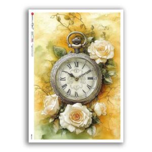 TIME-0065. Carta di riso orologi per decoupage.