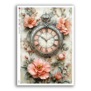 TIME-0067. Carta di riso orologi per decoupage.