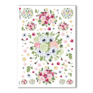 FLOWERS-0200. Carta di riso fiori per decoupage.