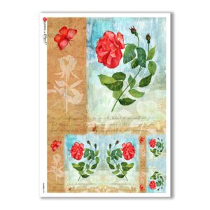 FLOWERS-0203. Carta di riso fiori per decoupage.