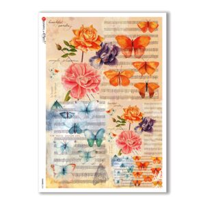 FLOWERS-0204. Carta di riso fiori per decoupage.
