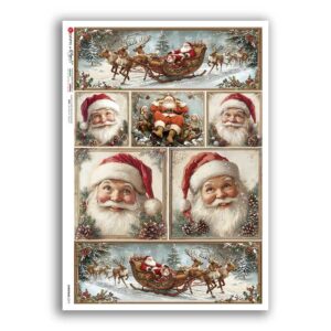 CHRISTMAS-0373. Carta di riso vittoriana Natale per decoupage.