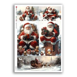 CHRISTMAS-0374. Carta di riso vittoriana Natale per decoupage.