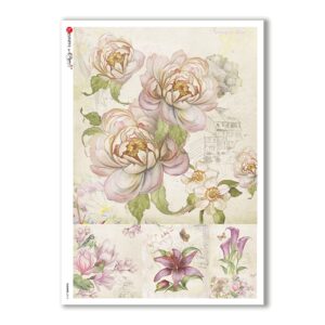 FLOWERS-0214. Carta di riso fiori per decoupage.