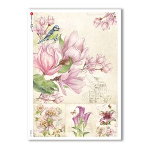 FLOWERS-0215. Carta di riso fiori per decoupage.