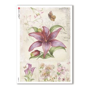 FLOWERS-0216. Carta di riso fiori per decoupage.