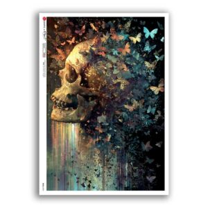 SKULL-0053. Carta di riso teschi per decoupage.